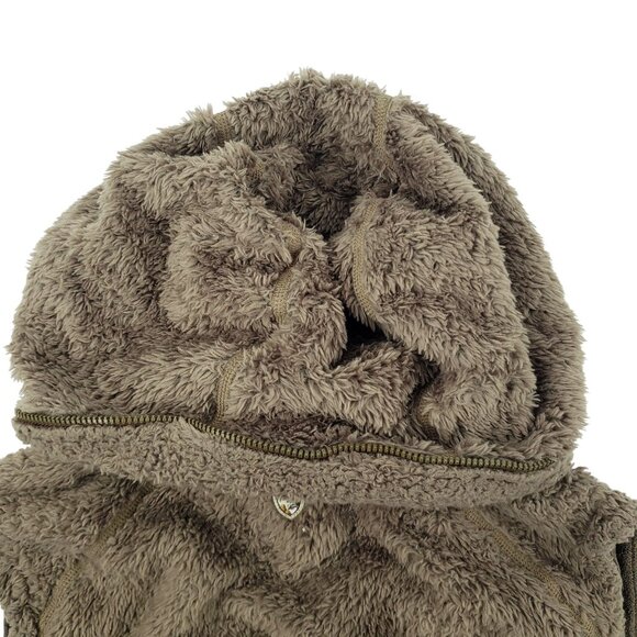 Kuhl Flight Vest Women Small Brown Deep Pile Sherpa Fleece Full Zip Hidden Hood - Picture 7 of 12